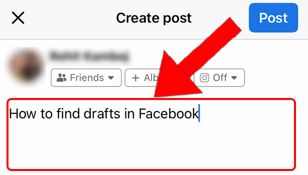 Image titled find Drafts in Facebook on iPhone Step 3